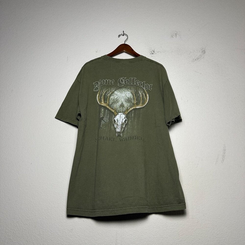 Bone Collector Graphic Shirt Men XL Green Camo Hunting Deer Outerwear Distressed